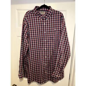 Duluth Trading Company Relaxed Fit Button Down Plaid Dress Shirt XL Tall